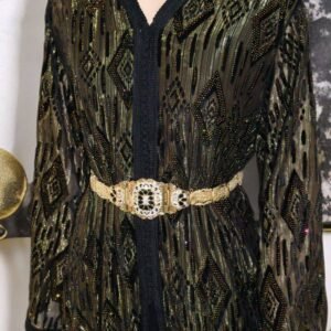 Luxury Handmade Moroccan Caftan - Black & Gold Embroidery