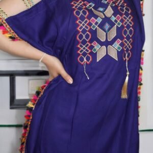 Purple Moroccan Gandoura - Traditional Embroidery